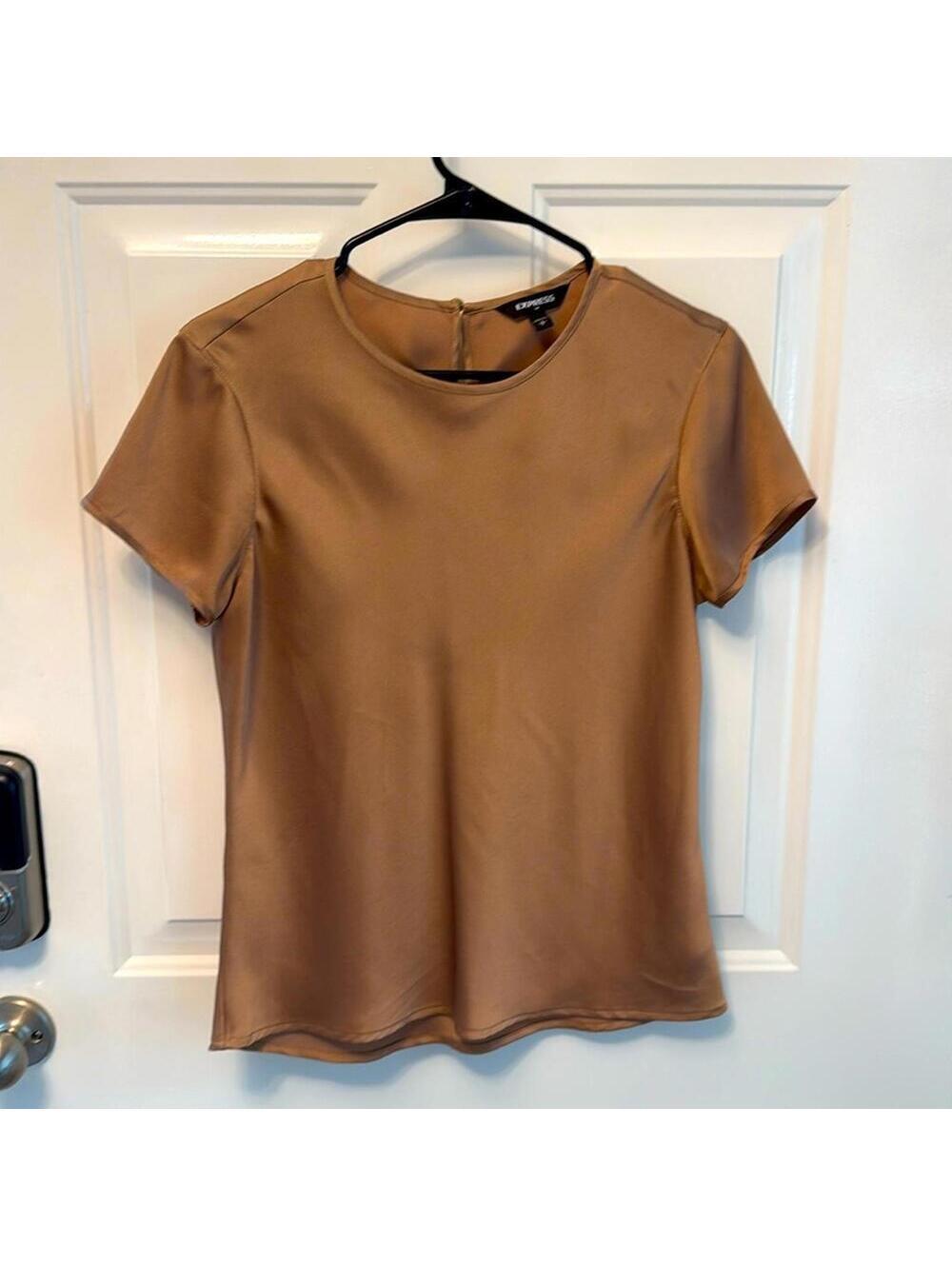 Express Women's Short Sleeve Satin Top, Size Small
